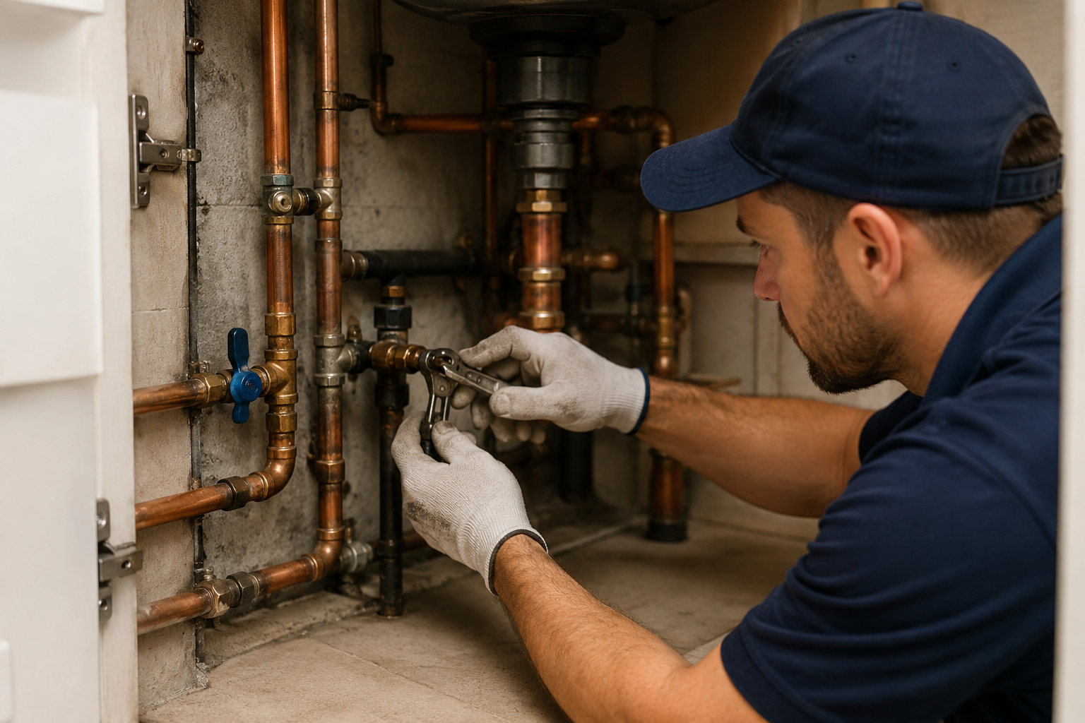 Generated image of emergency pipe repair work
